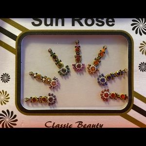 7 Premium Long Multicolored Forehead Bindis